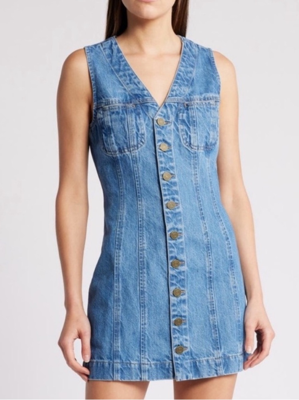 FRAME Sleeveless Blue Denim Button-Front Dress NWT Sz 10